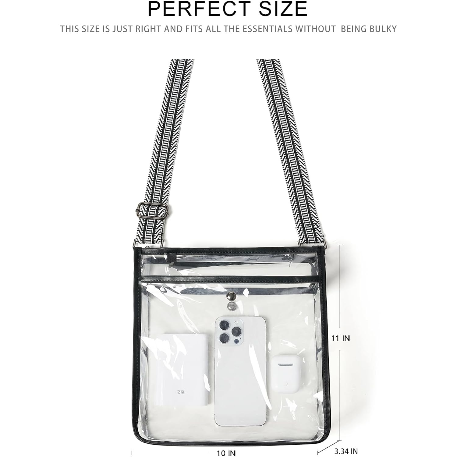 Bluome Clear Bag for Stadium Events 12x12x6, Clear Purses Stadium Bag Crossbody Purses for Concerts Football Games Travel