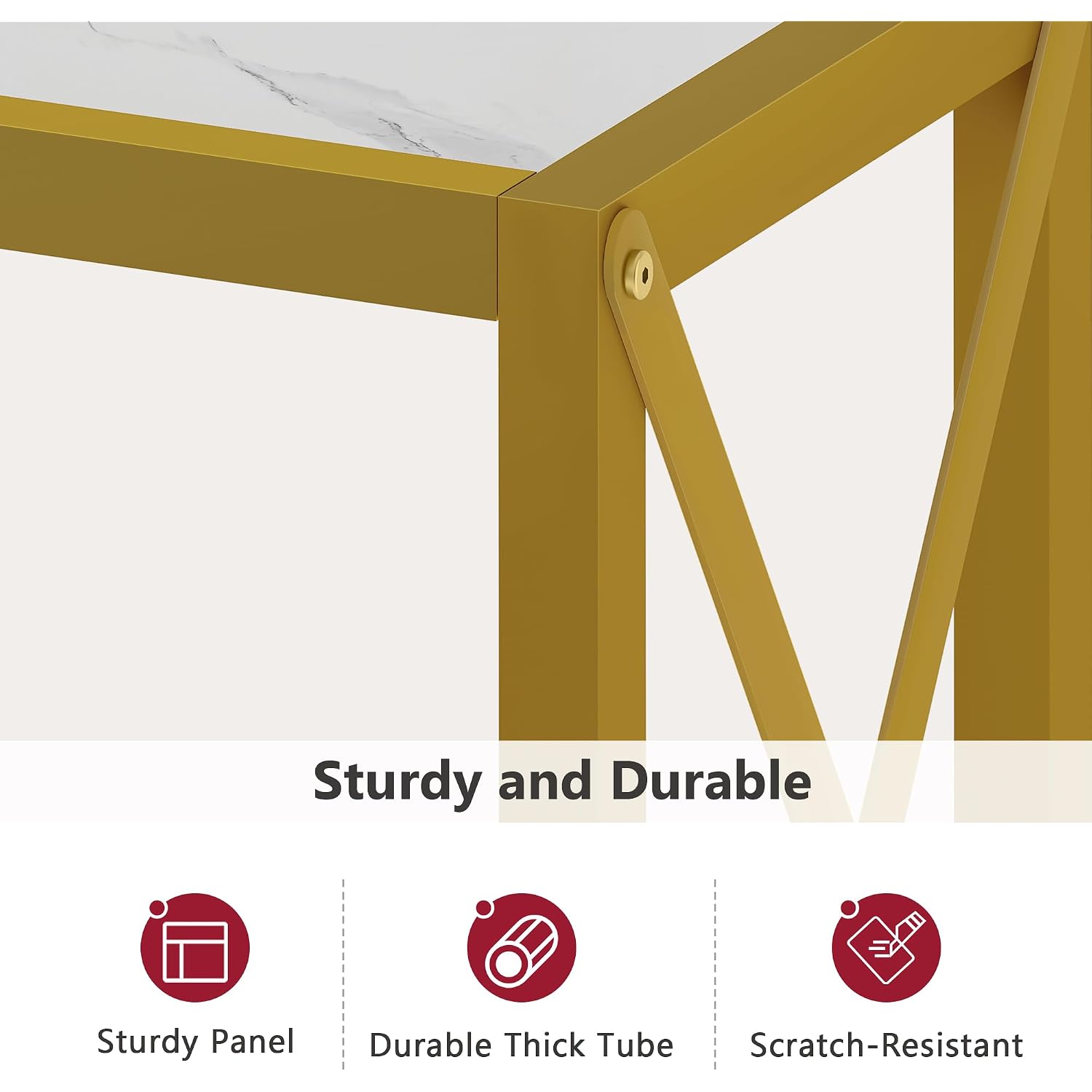 Entryway Table 41.8”, 2-Tier Entry Way Console Entrance Table, Narrow Sofa Table With Shelves, Ideal For Hallway, Entryway, Living Room, Foyer, Corridor, And Office (Gold & White)