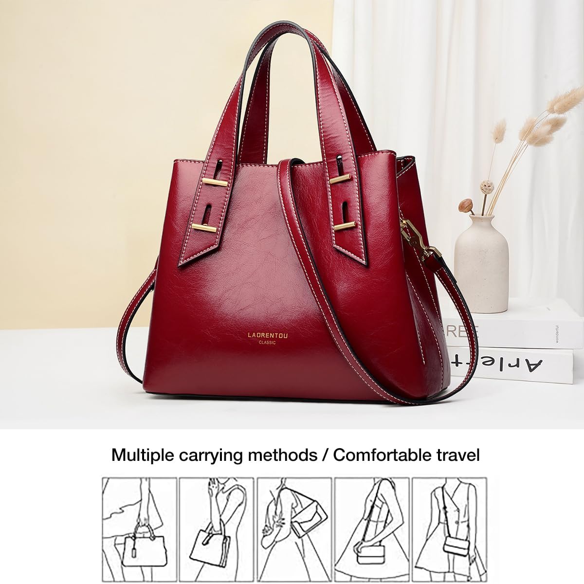 Women Crossbody Handbags Genuine Leather Satchel Handbags For Women Top-Handle Shoulder Tote Purses
