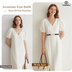 TRIWORKS 4 Pack Women Skinny Elastic Belts Gold Buckle Thin Stretchy Waist Belts for Dresses