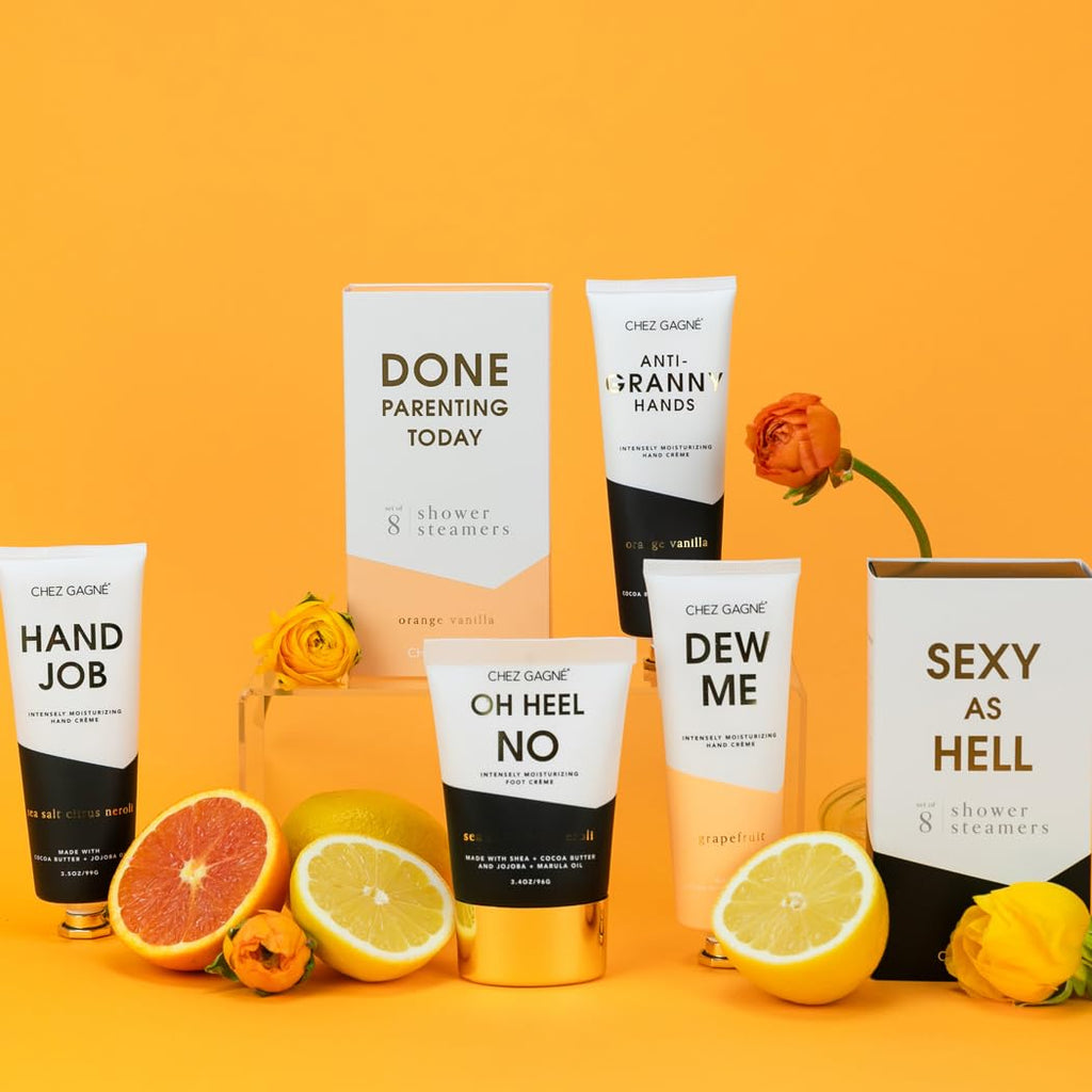 Chez Gagné Intensely Moisturizing Vegan Hand Cream (3.4oz) Jojoba Oil Cocoa Butter- Non-Greasy, Fast-Absorbing, Made In US - Anti-Granny Hands - Mother's Day - Funny Gift for Mom (Orange Vanilla)
