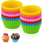 12Pcs Silicone Baking Cup,Non-Stick Cupcake Liners,Reusable Cupcake Molds | Round Cupcake Molds Reusable,Family Pack,High-Temperature Resistant Non-Stick Colorful Baking Cup,Easy To Clean