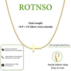 Rotnso Cross Necklace for Women 14K Gold Silver Plated Dainty Small Cross Pendant Choker Simple Trendy Cute Cross Charm Chain Necklace Easter Basket Stuffers Baptism Religious Faith Jewelry Gift