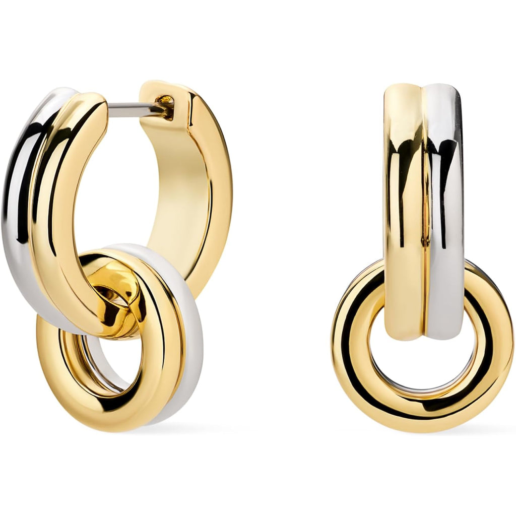 Ana Luisa Asher Small Huggie Hoop Earrings for Women - 14K Gold Plated, Silver Rhodium Plated and Two Tone Styles - Hypoallergenic, Tarnish-Free - Ana Luisa Jewelry - Stylish Gold Hoop Earrings
