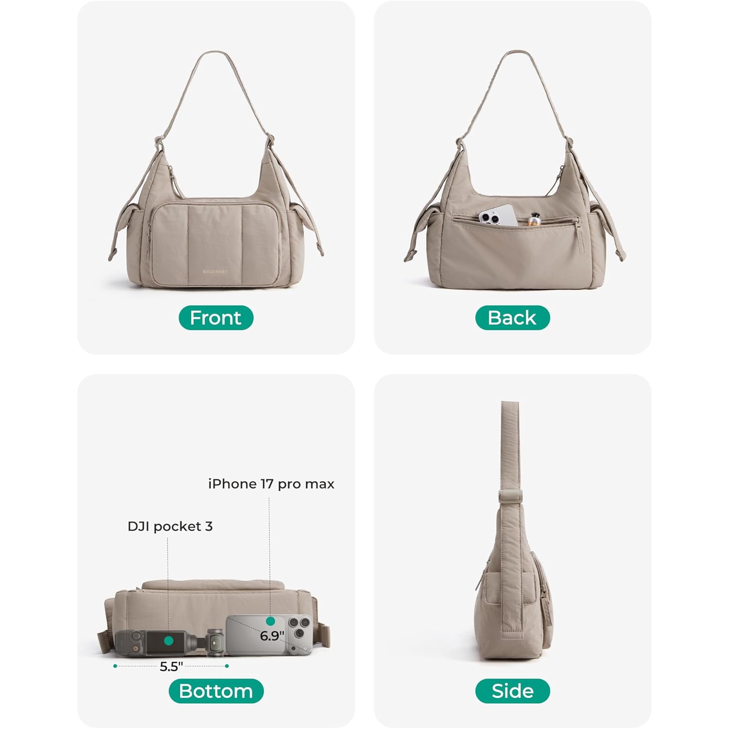 BAGSMART Crossbody Bags for Women, Puffer Purses for Women Daily/Travel, 6L Cute Fluffy Hobo Bag