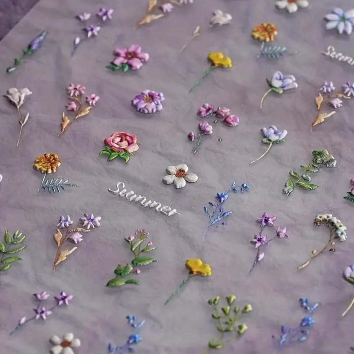 5D Embossed Flower Nail Stickers for Nail Art - Flower Nail Art Stickers Spring Summer Floral Leaf Plant Nail Decals Self-Adhesive Nail Supplies Manicure Sliders Flowers Sticker for Women Girls DIY
