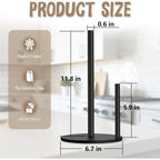 Paper Towel Holder Countertop, Premium Stainless Steel Black Paper Towel Holder with Anti Slip & Waterproof, Freestanding Countertop Paper Towels Holder for Kitchen, Tabletop, Bathroom