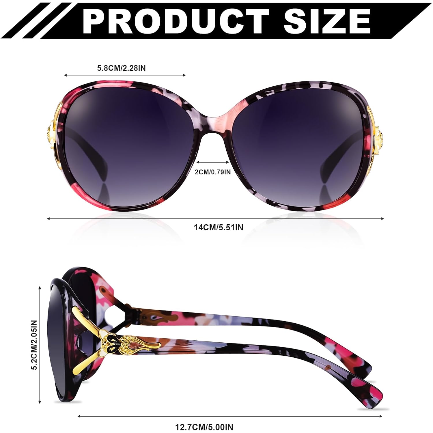 4 Pack Trendy Round Sunglasses For Women Men,Retro Cat Eye Oversized Sun Glasses Uv400 Protection For Outdoor