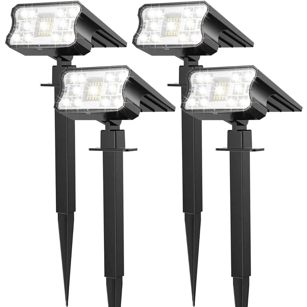 Hggh Solar Lights Outdoor Waterproof Ip67, 60 Led 3 Lighting Modes Solar Spot Lights Outdoor For Yard Garden Pathway Landscape, Auto On/Off, Function 2 In 1(Cool White, 4 Pack)