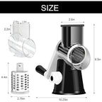 Cambom Rotary Cheese Grater Hand Crank Cheese Shredder For Fresh Cheese, Vegetable, Nuts,Non-Slip Suction Base, Three Blades, Black