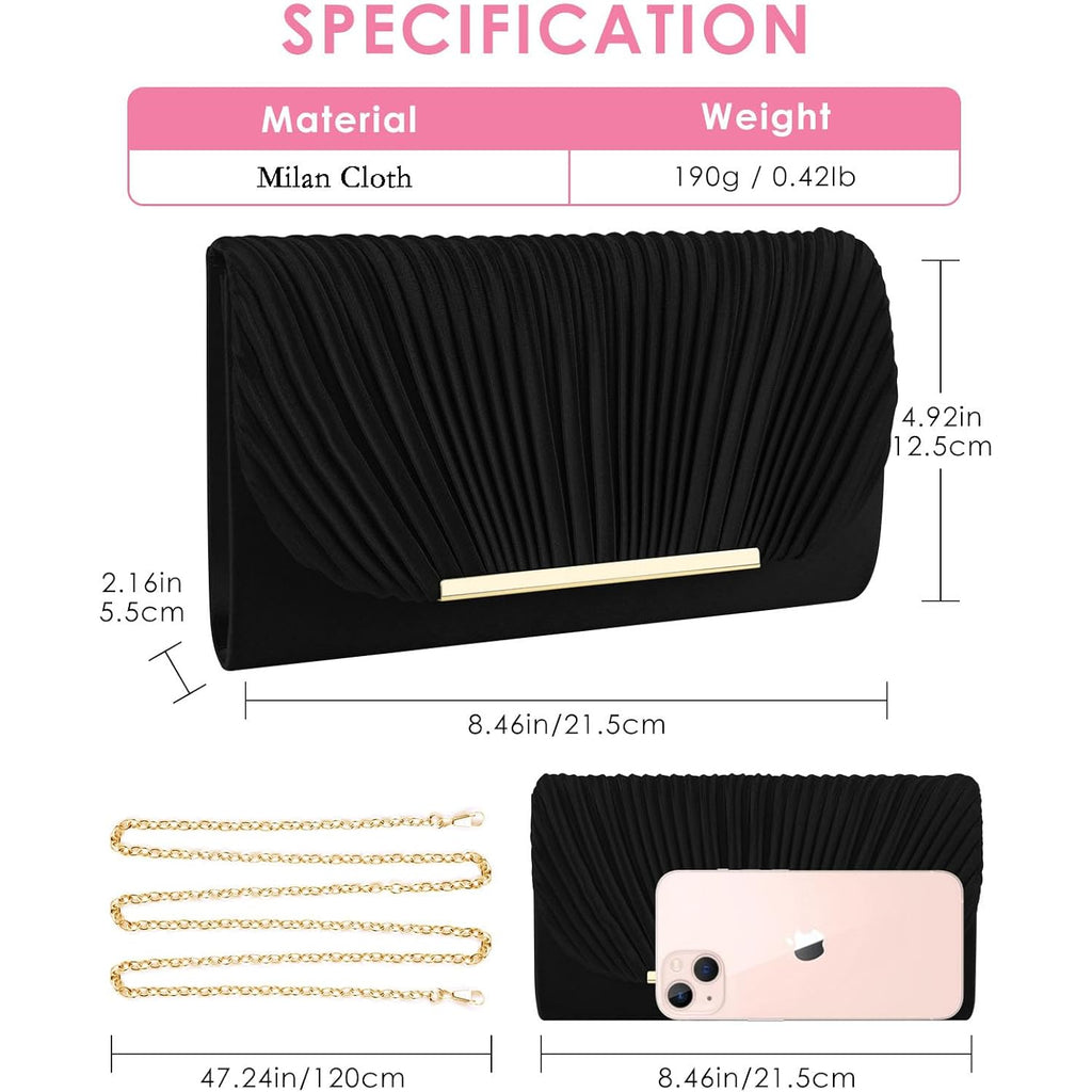 TINDTOP Clutch Purses for Women Evening Handbags for Formal Wedding Party Cocktail Prom Crossbody Shoulder Envelope Bag