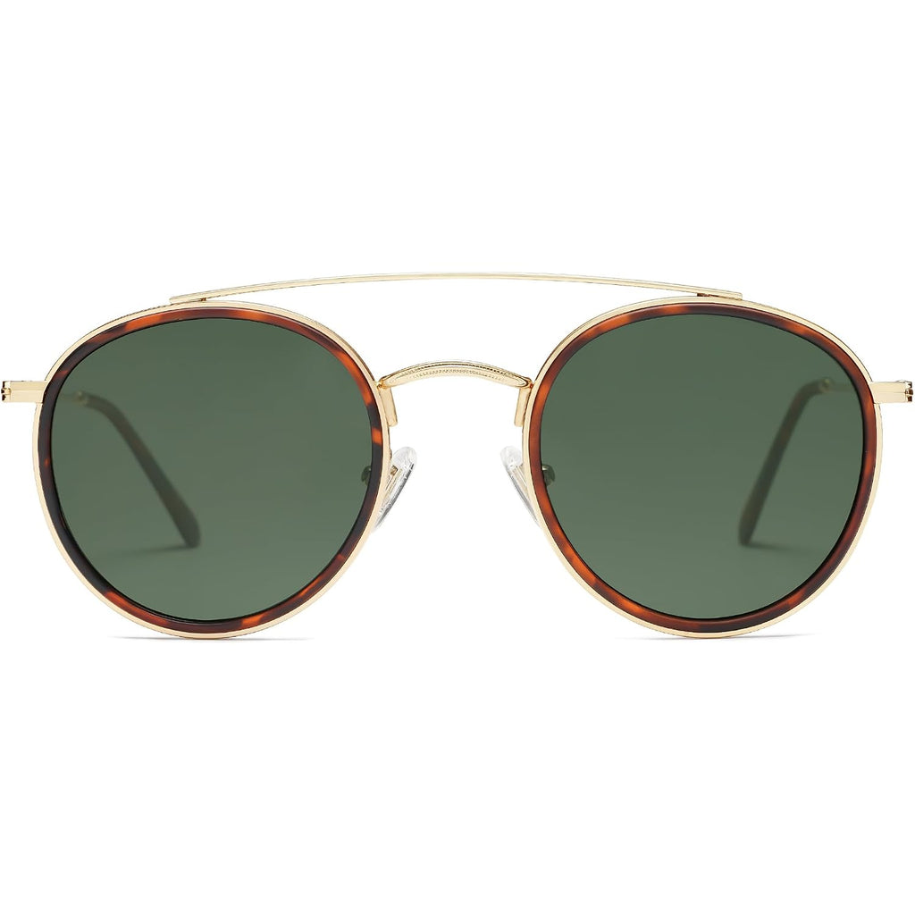 Sojos Retro Vintage Round Polarized Sunglasses For Women Men Double Bridge Circle Sunnies Sj1104