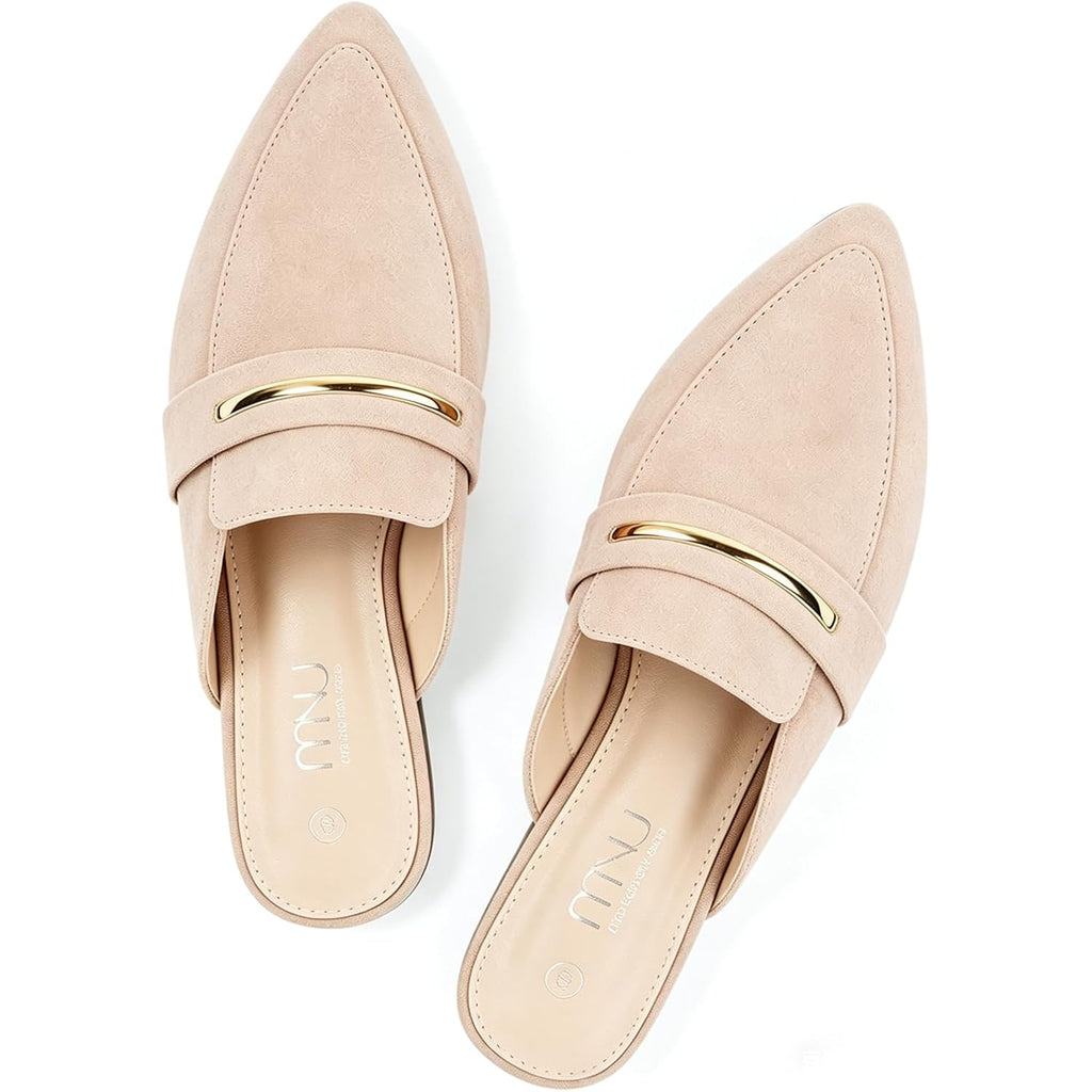 Musshoe Mules For Women - Suede Slip On Backless Loafers With Cushioned Insole And Non-Slip Sole, Pointed Toe Flats For Office Work Business Casual