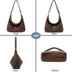 Hobo Bags for Women Foldable Vegan Leather Shoulder Handbag Slouchy Tote Crossbody Purses