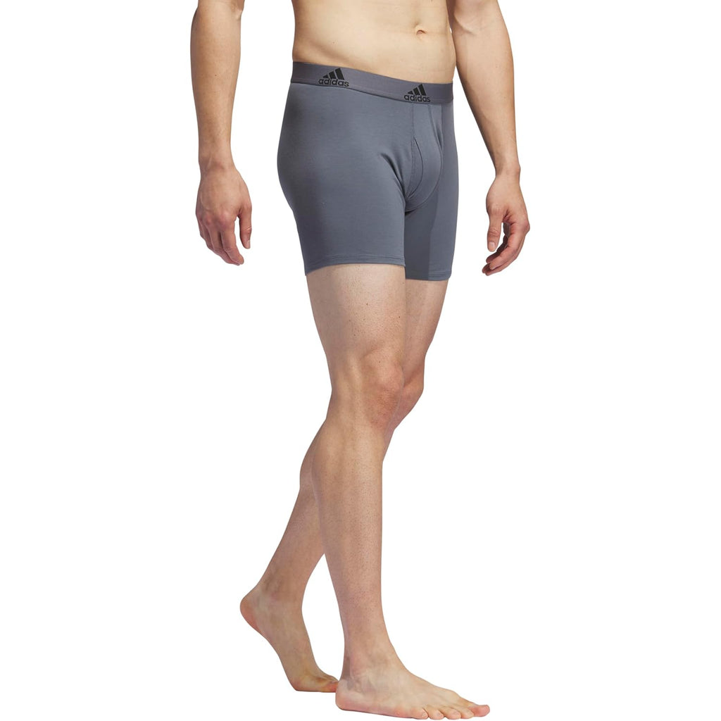 Adidas Men'S Performance Stretch Cotton Boxer Briefs, Men'S Underwear Boxer Brief, Soft Stretch, Superior Comfort, 3-Pack