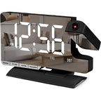 Digital Clock,Alarm Clock Bedside With Projection,7.3" Mirror Clock With 180°Rotating Projector,Dual Alarm With 3 Mode,Brightnee Adjust,Dst,Snooze,Charging Port,5 Levels Volume For Desk Teens