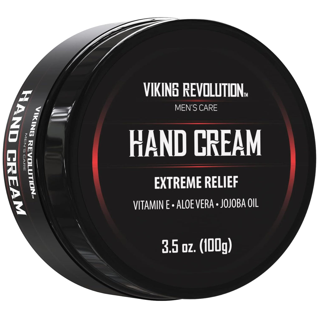 Viking Revolution Men's Hand Cream - Repair Cream for Dry, Cracked Hands - Aloe Vera Treatment with Vitamin E (3.5oz)