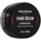 Viking Revolution Men's Hand Cream - Repair Cream for Dry, Cracked Hands - Aloe Vera Treatment with Vitamin E (3.5oz)
