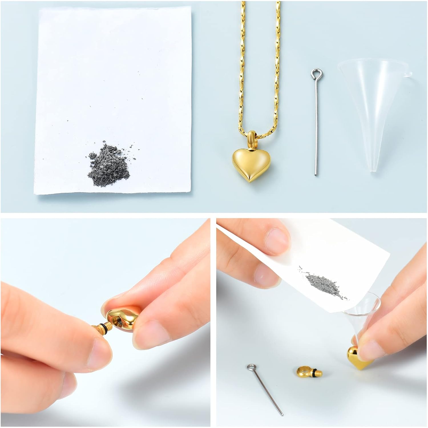 Imrsanl Small Heart Urn Necklace for Ashes Cremation Jewelry for Women Stainless Steel Pendant Memorial Ash Holder Loved Ones Keepsake