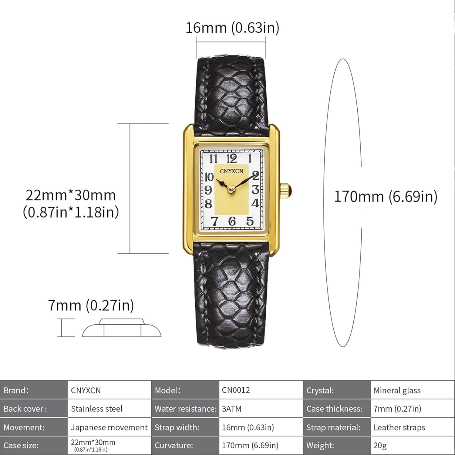 CNYXCN Women's Leather Strap Watch Vintage Gold Watches for Women Easy-Read Numeric Dial,Water-Resistant
