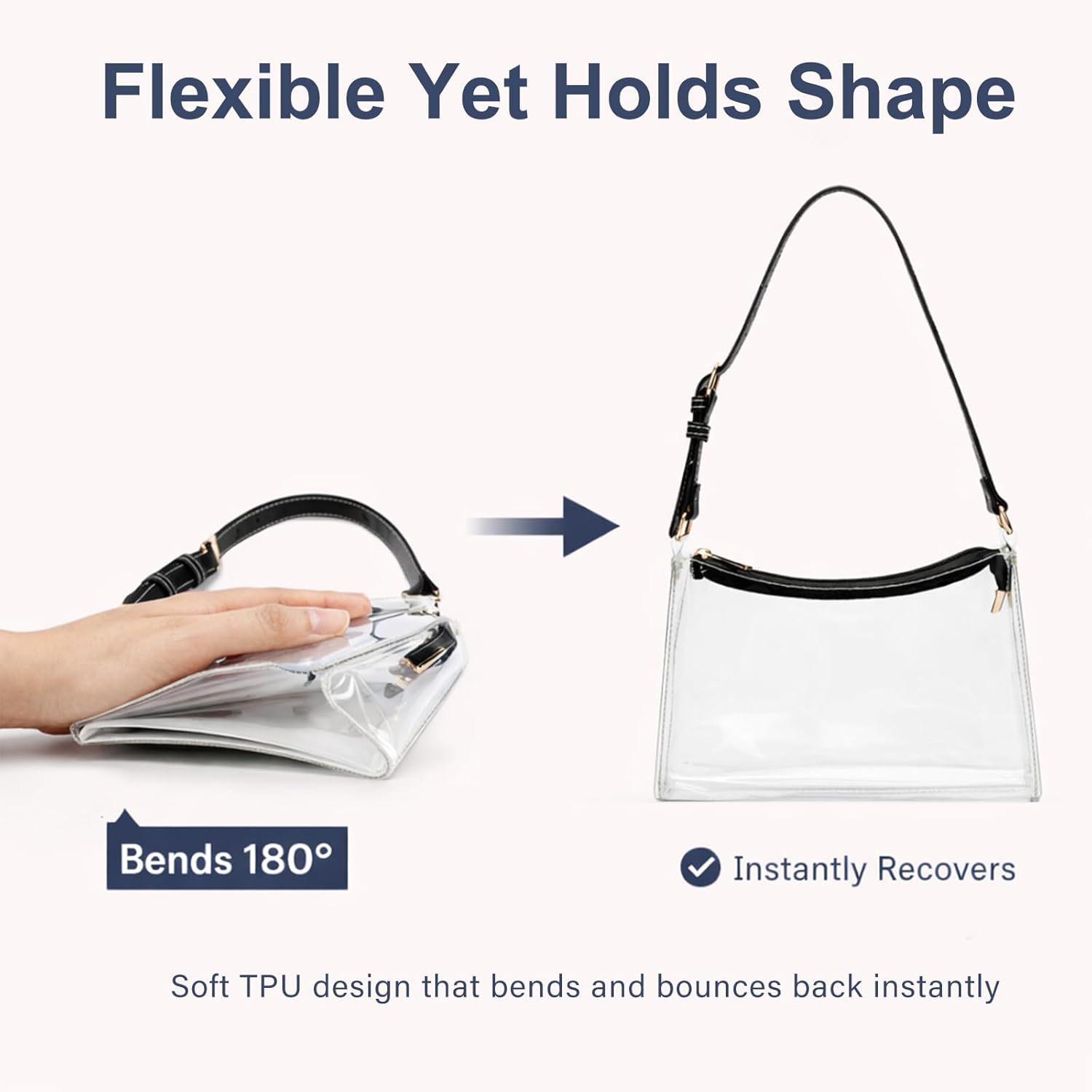 Wuflyover Clear Bag for Stadium Events - Adjustable Strap Clear Shoulder Bag for Concerts & Sports, Game Day Approved