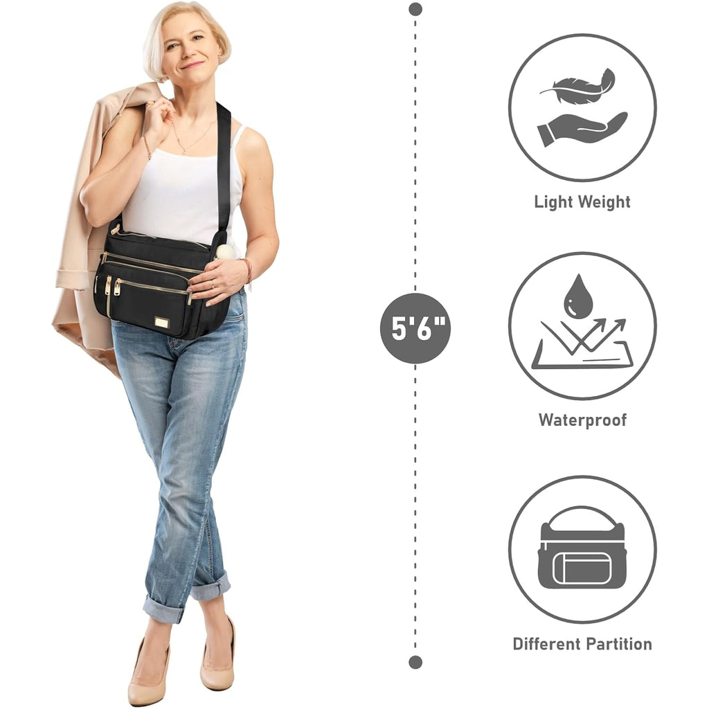 NPBAG Crossbody Bag for Women, Shoulder Purse Handbag Messenger Bag, Trendy Pocketbooks, Waterproof and Multi-Pockets