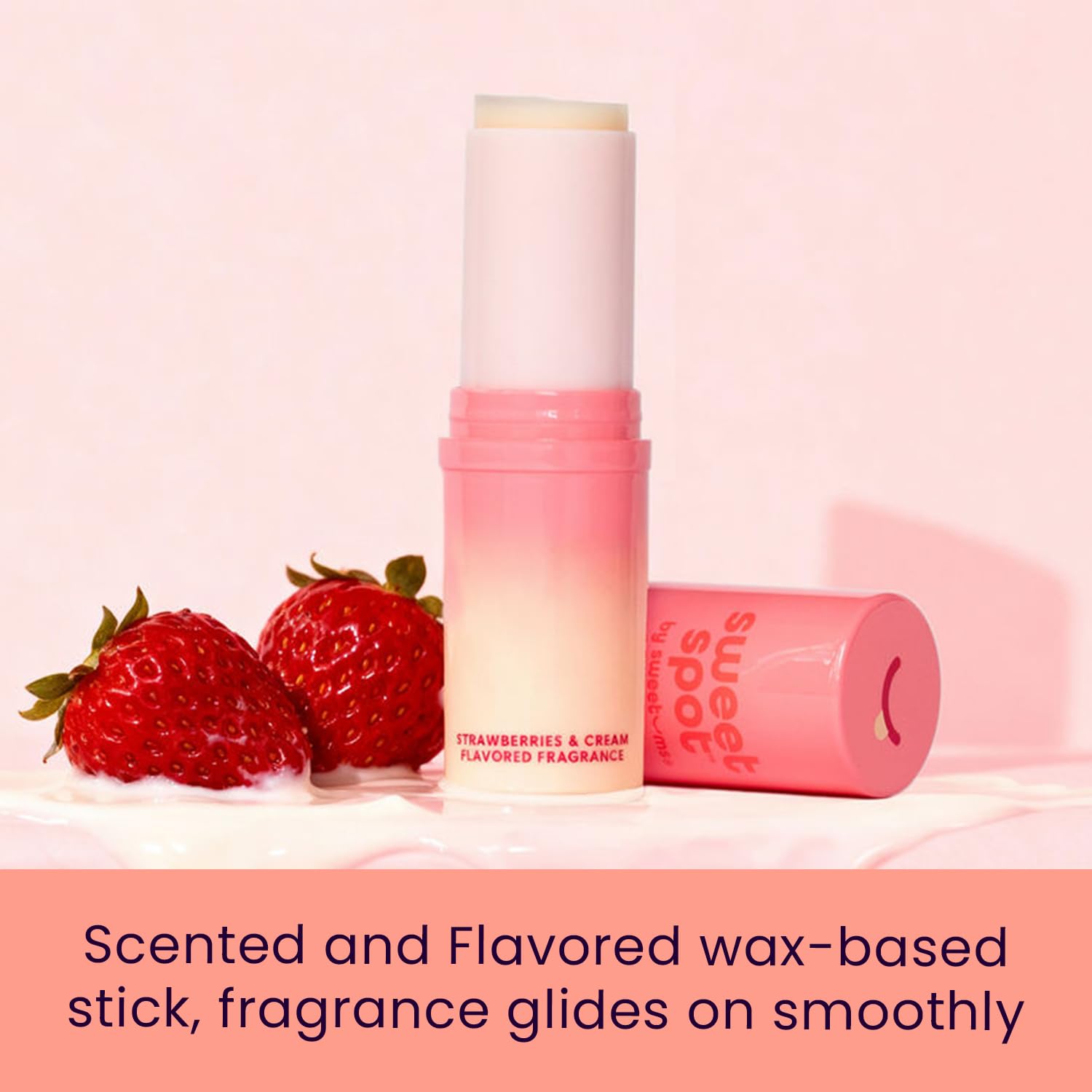 SweetSpot Flavored Solid Perfume Stick, Portable Travel Perfumes for Women, Long Lasting Fragrances, Non Sticky Formula, Natural Ingredients, Fragrance Stick (Strawberries & Cream)