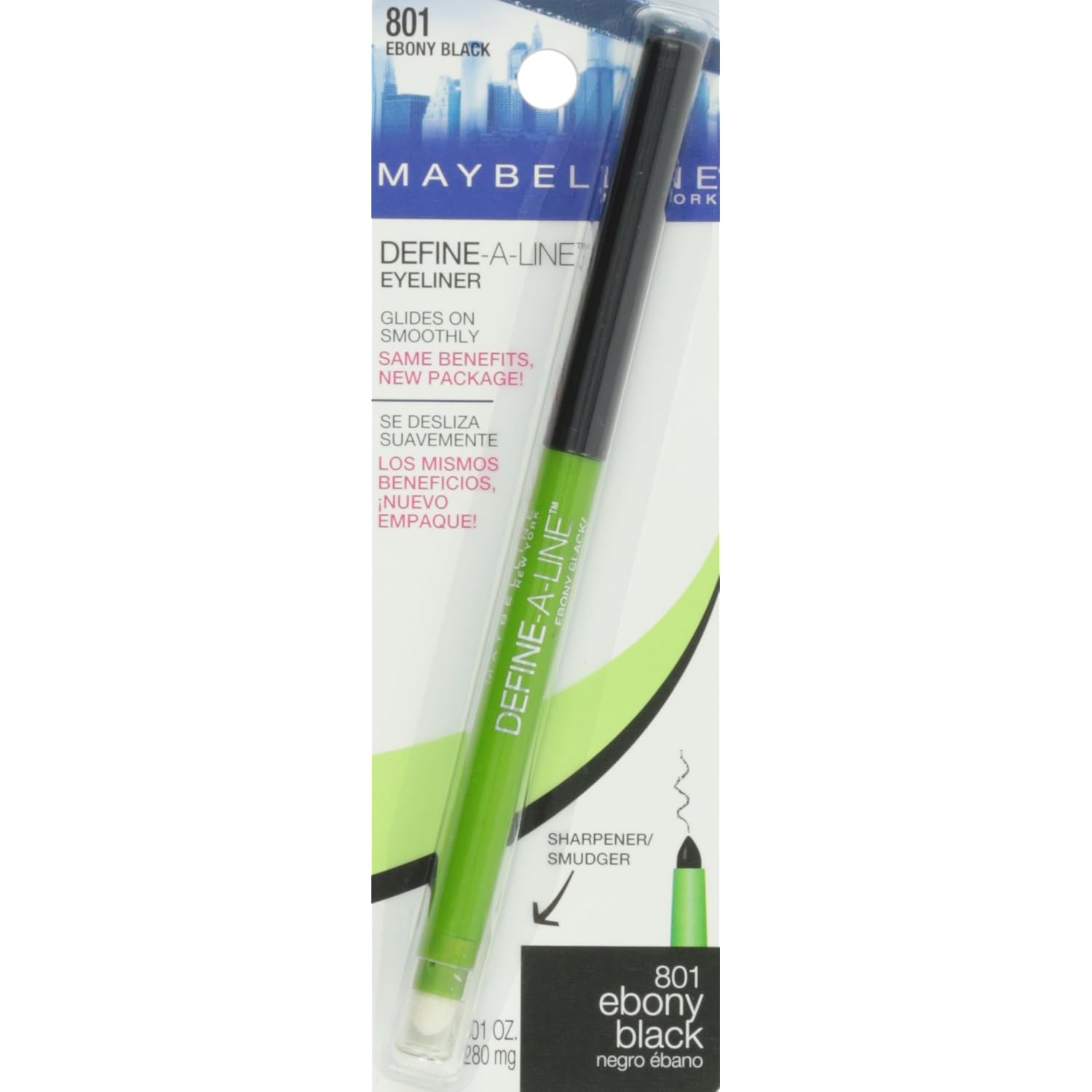 MAYBELLINE New York Define-A-Line Eyeliner, Ebony Black, 0.01 Ounce