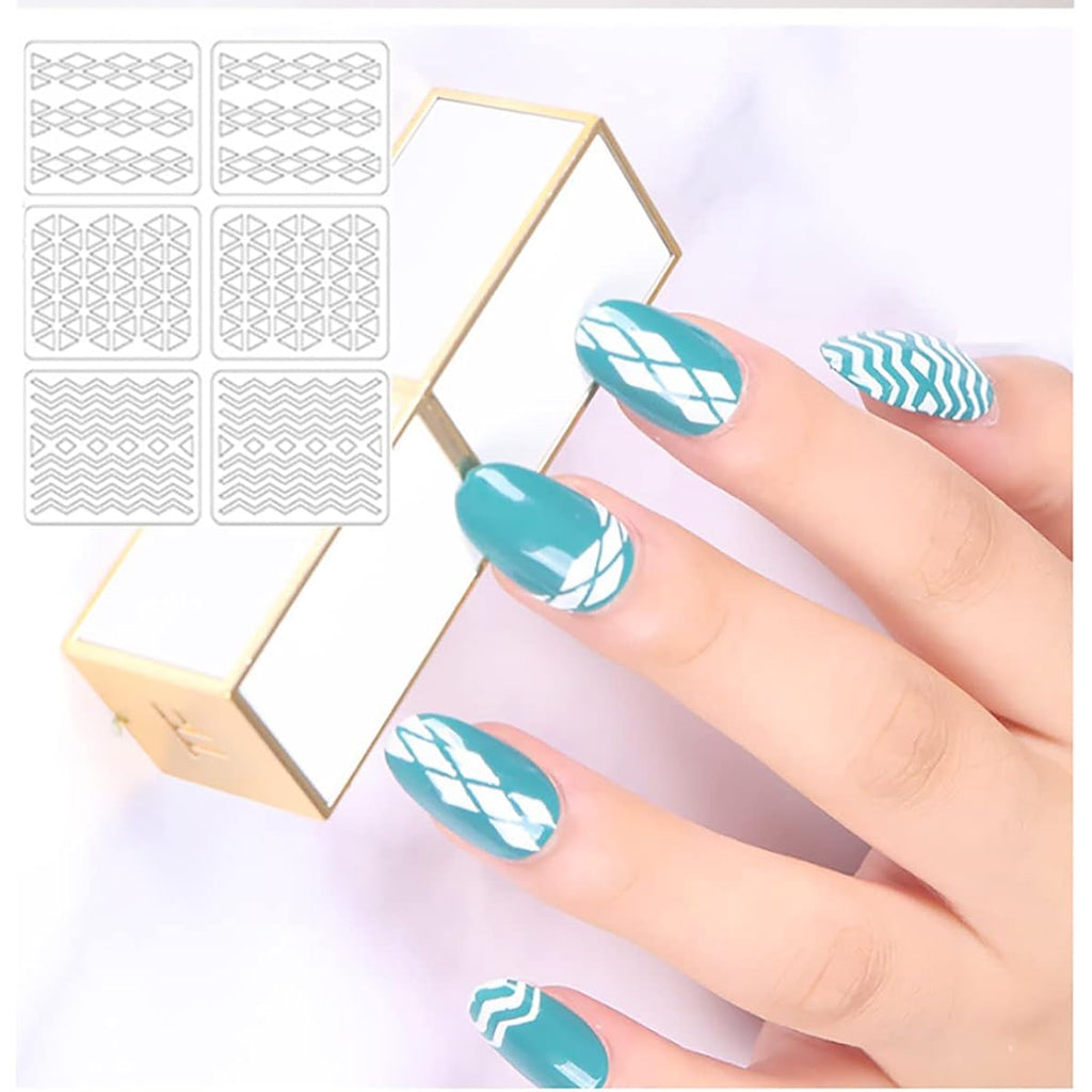 144 Pcs Reusable Nail Stencils & Vinyls Kit, Nail Art Stickers for DIY with Floral, Geometric, Lace Patterns | Hollow Out Design Decoration for Coffin, Almond Nails
