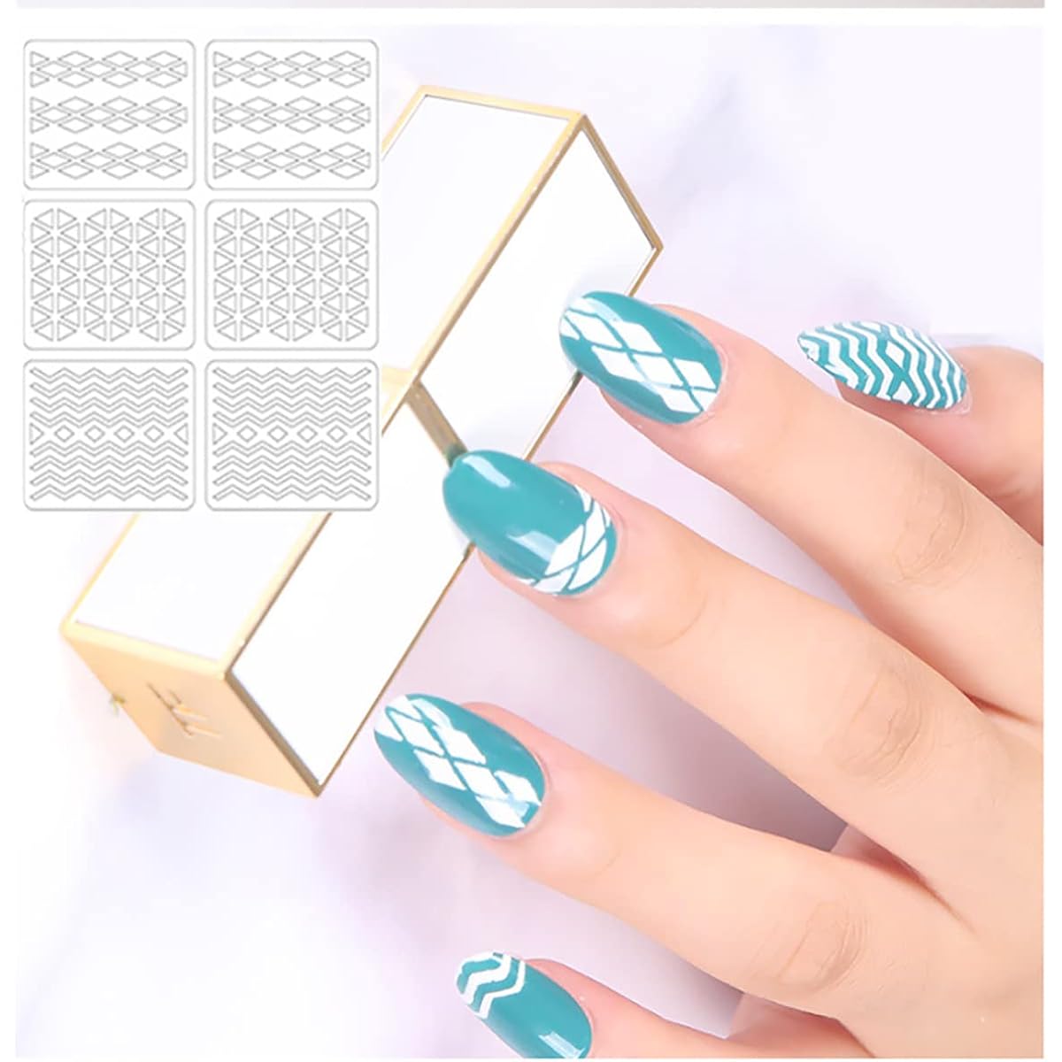 144 Pcs Reusable Nail Stencils & Vinyls Kit, Nail Art Stickers for DIY with Floral, Geometric, Lace Patterns | Hollow Out Design Decoration for Coffin, Almond Nails
