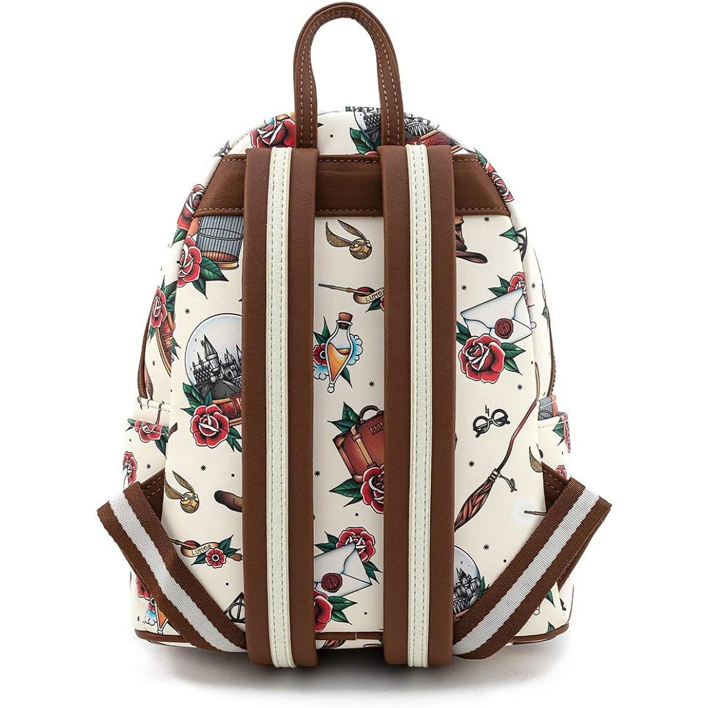 Loungefly Harry Potter Tattoo Art Cream Color Womens Double Strap Shoulder Bag Purse