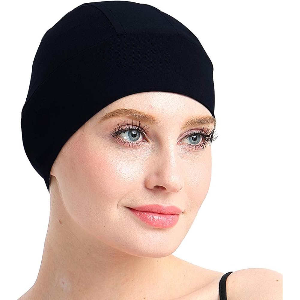 FocusCare Sleep Cap for Hair Loss Home Head Cover for Chemo Women Black