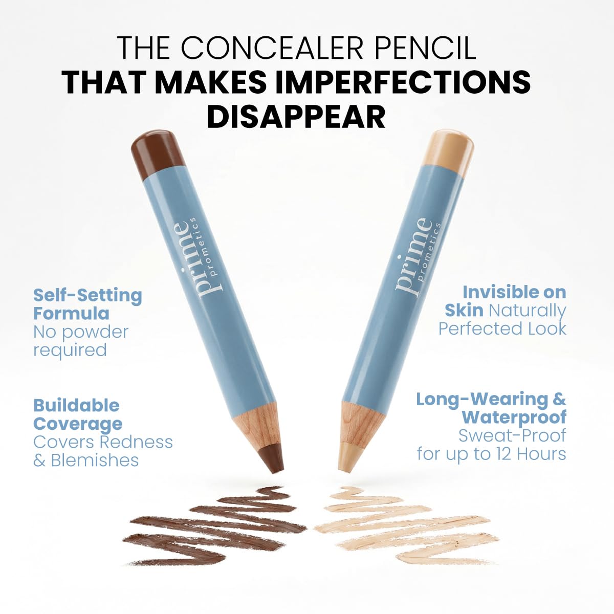 Prime Prometics Perfecting Concealer Pencil for Mature Women – Covers Dark Circles, Age Spots & Redness – Medium-to-High Coverage – 12-Hour Waterproof Wear – Self-Setting & Crease-Free (Almond Cream)