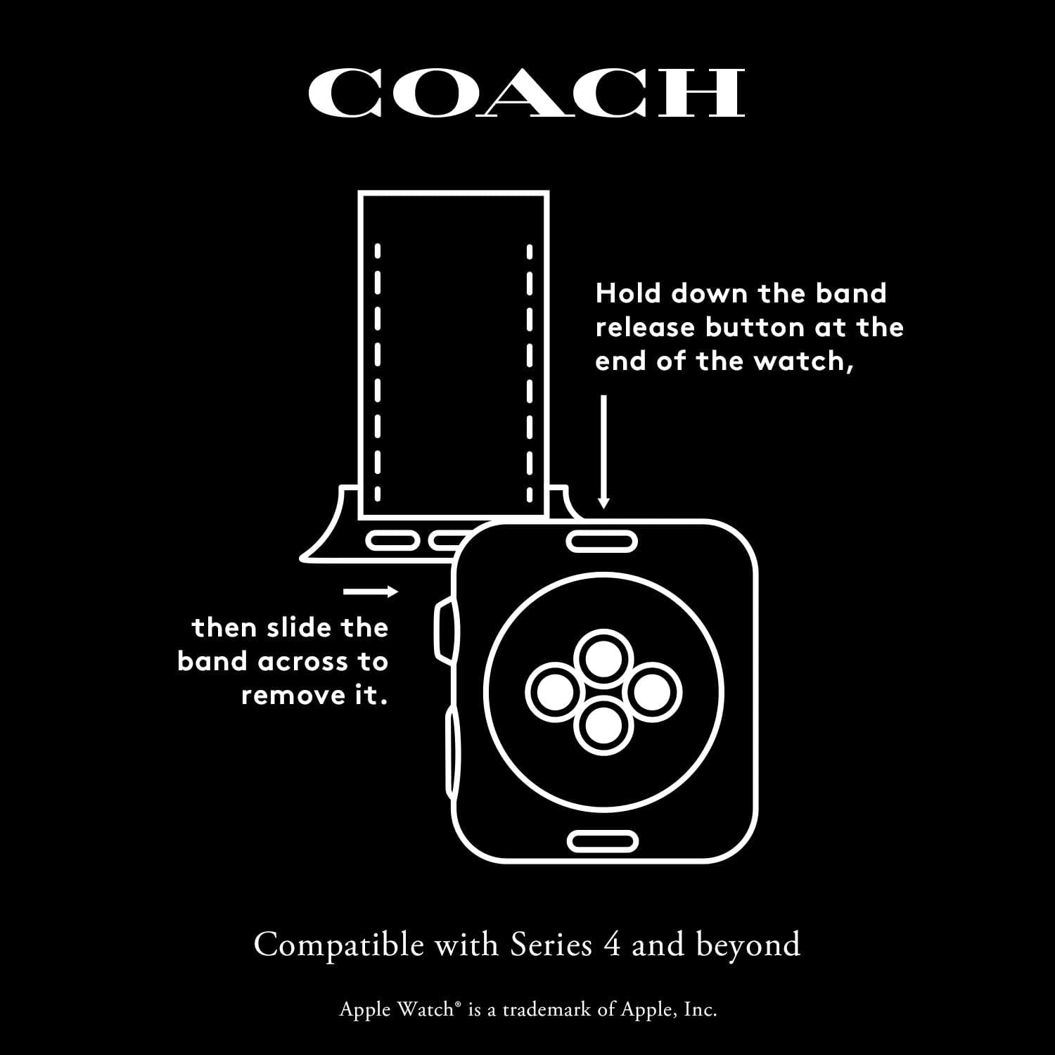Coach Apple Watch Strap, Compatible With Apple Watch 38Mm, 40Mm, 41Mm, 42Mm, 44Mm, And 45Mm, Interchangeable Band, Create Your Unique Style