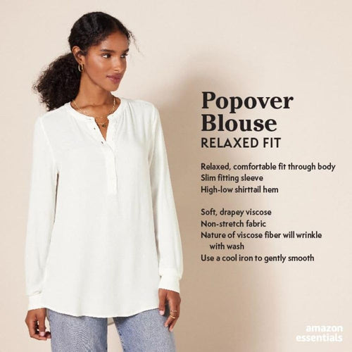 Amazon Essentials Women'S Long-Sleeve Woven Blouse, Office Work Business Casual
