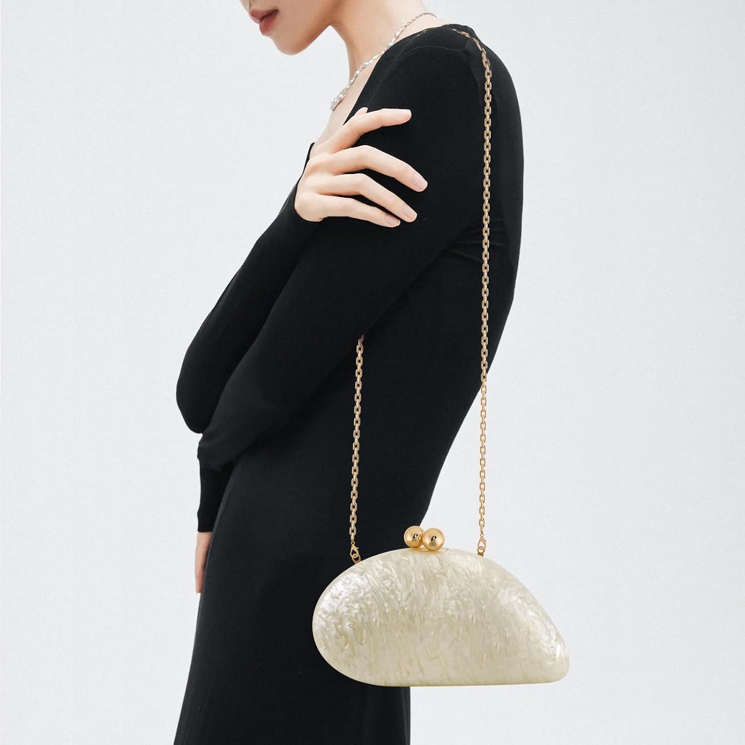 Acrylic Seashell Clutch Purse For Women, Elegant Marble Evening Bag, Wedding Party Clutch Handbags