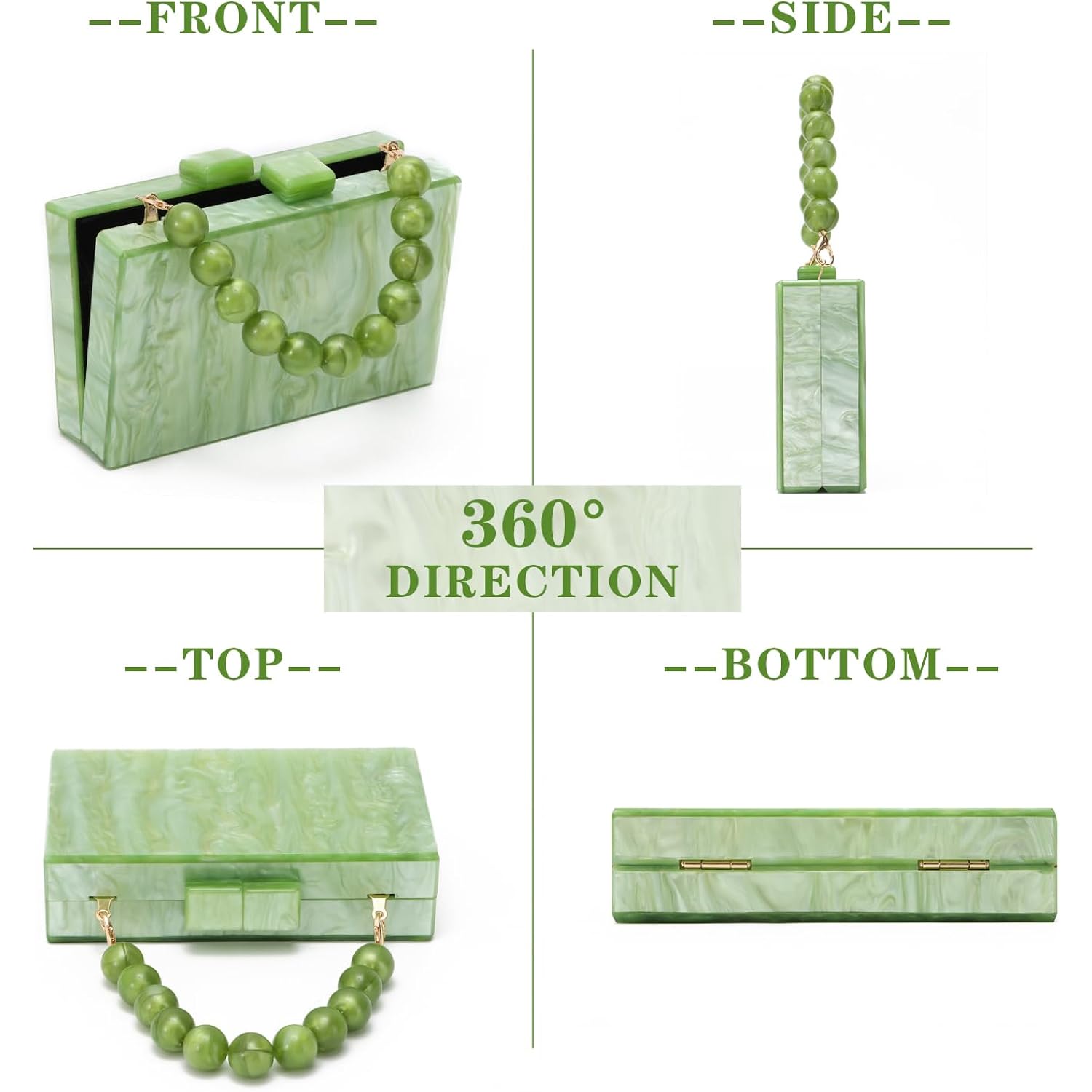 Women Acrylic Clutch Purse Formal Wedding Evening Handbag Marble Party Shoulder Crossbody Bag With Bead Chain