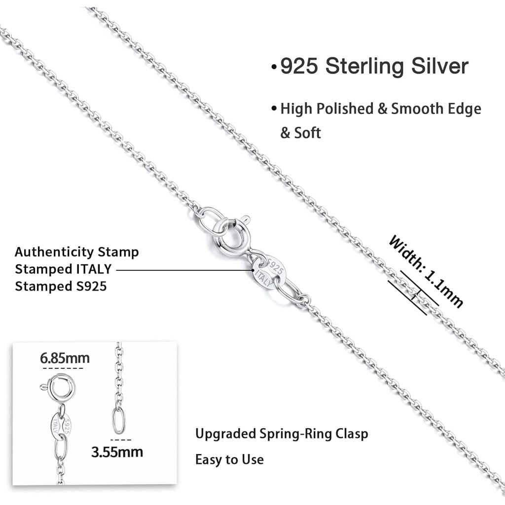 Jewlpire 925 Sterling Silver Chain Necklace Chain for Women 1.1mm Cable Chains Necklace Upgraded Spring-Ring Clasp - Thin & Sturdy Women's Chains Necklaces 14 16 18 20 22 24 Inch