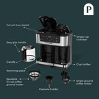 Pantrymade Dual Brew Coffee Maker | 12 Cup Glass Carafe & Single Serve K-Cup Combo | Programmable Touchscreen Coffee Machine for Ground Coffee or Pods | Auto Shut-Off, Black
