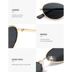 SOJOS Trendy Cat Eye Polarized Sunglasses for Women Men, Chic 80s 90s Retro Oval Fashion Sunnies SJ1279 Gold/Grey