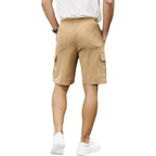 Plepan Men'S Casual Cargo Shorts Classic Stretch Waist Drawstring Outdoor Work Shorts With 6 Pockets