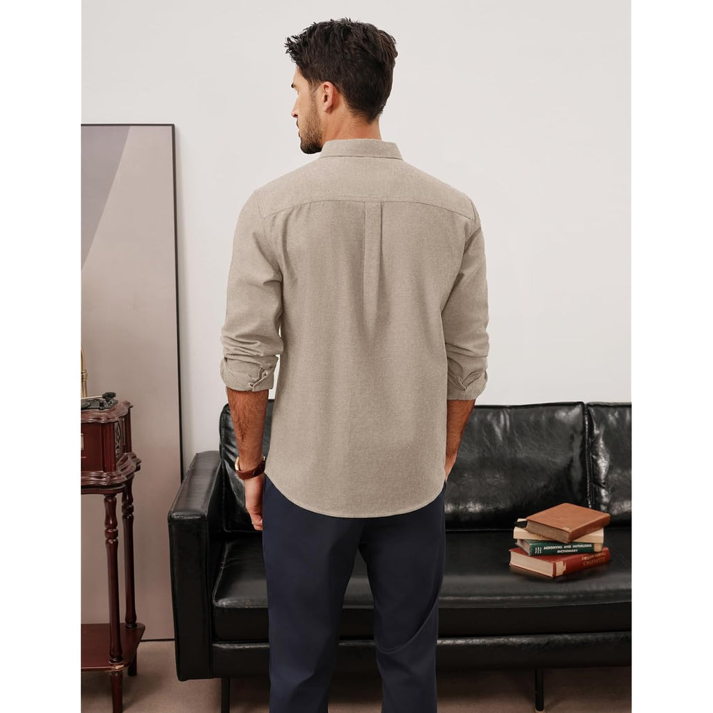 Pj Paul Jones Mens Classic Fit Linen Shirts Long Sleeve Button Down Business Casual Shirts