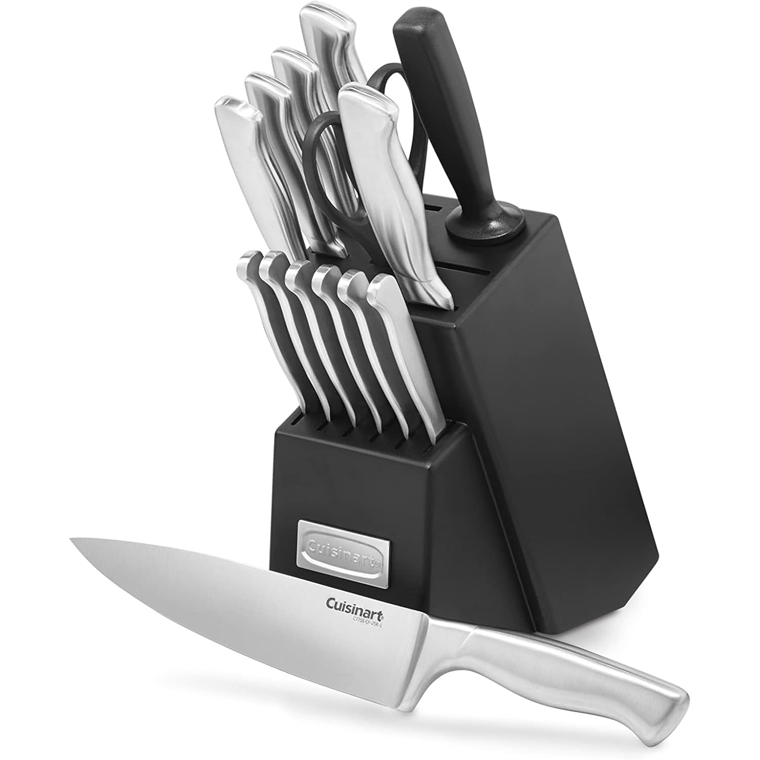 Cuisinart Stainless Steel Hollow Handle 15-Piece Cutlery Block Set, Kitchen Knife Set with Steel Blades for Precise Cutting, Durable Knives with Ergonomic Handles, C77SS-15PK