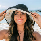 Women Summer Sun Hat Floral Beach Hat Wide Brim Uv Protection Packable Bucket Cap For Vacation Travel