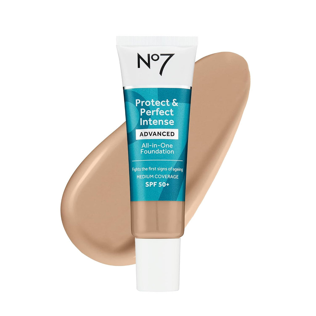 No7 Protect & Perfect Advanced All In One Foundation - Warm Beige - Age Defying Foundation Makeup With Spf 50 - Makeup Base Cream Helps To Reduces Redness & Blurs Visible Pores (30Ml)