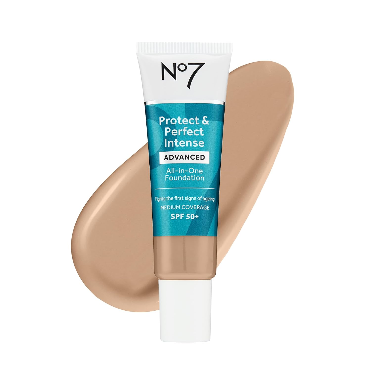 No7 Protect & Perfect Advanced All In One Foundation - Warm Beige - Age Defying Foundation Makeup With Spf 50 - Makeup Base Cream Helps To Reduces Redness & Blurs Visible Pores (30Ml)