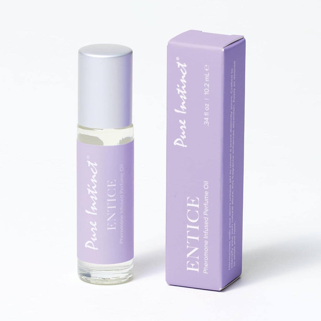 Pure Instinct ENTICE The Original Pheromone Infused Essential Oil Perfume Cologne - For Her Women - TSA Ready (Roll On Bottle 0.34 Fl. Oz./10.2mL)