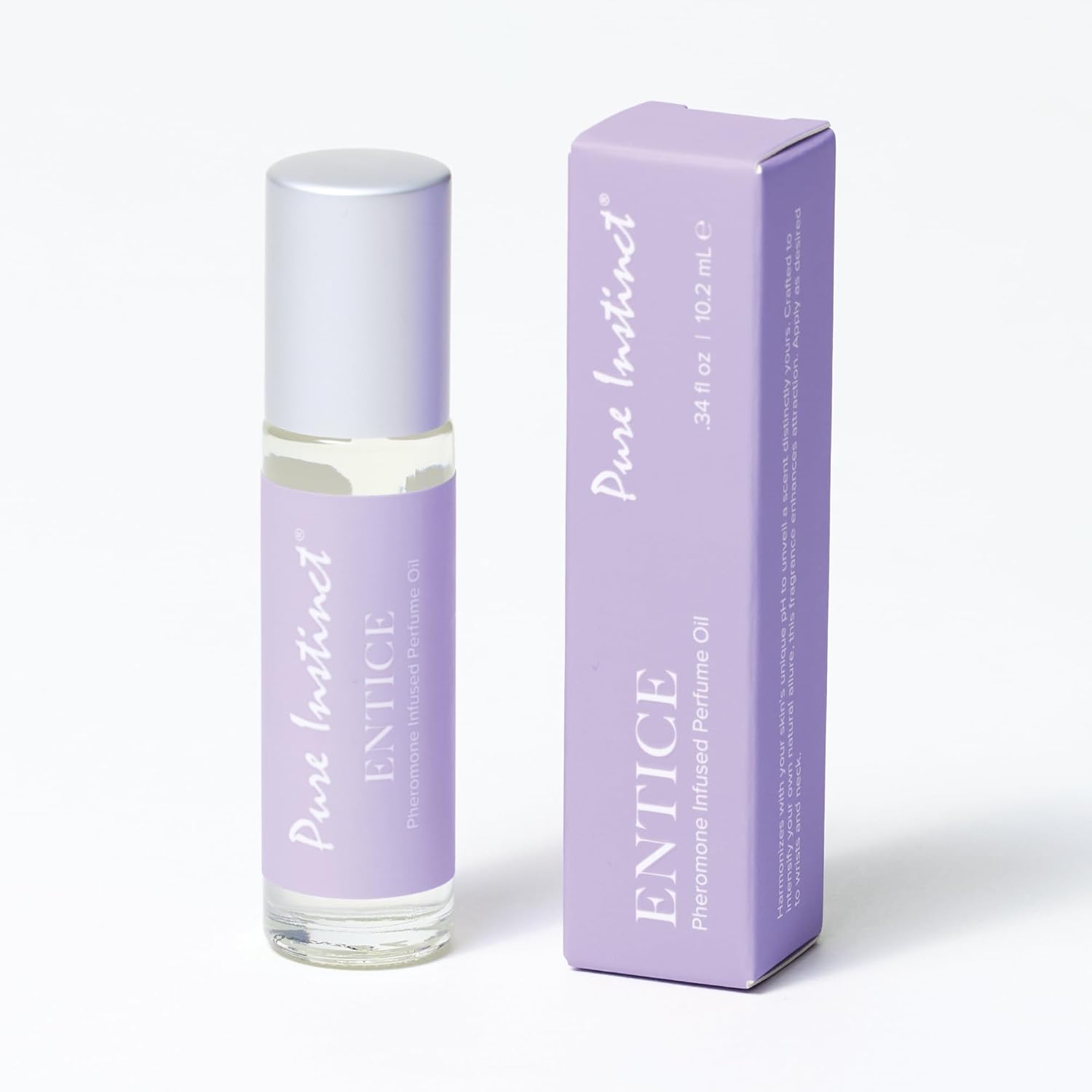 Pure Instinct ENTICE The Original Pheromone Infused Essential Oil Perfume Cologne - For Her Women - TSA Ready (Roll On Bottle 0.34 Fl. Oz./10.2mL)