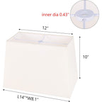 Wellmet Set Of 2 Rectangle Lampshade, No Assembly Required,12" X14" X10" | Creamwhite Fabric Lampshade, Replacement Classic Modern Lamp Shade For Table Lamp,Bedside Lamp,Floor Lamp,0.43" Spider Fitter