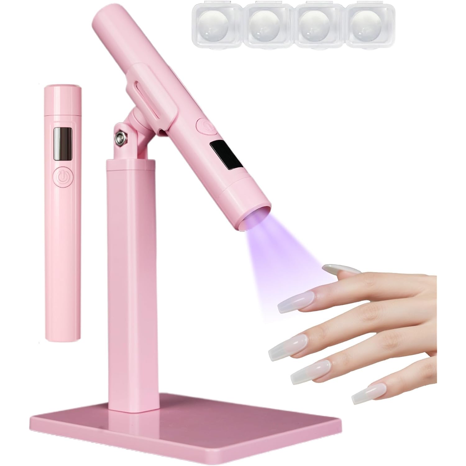 Mini UV Light for Nails,Portable LED Flash Cure Lamp for Gel X Polish, Small Handheld Magnetic Uv Pen for Single Finger, Nail Curing Lamp with Stand for Starter Salon DIY/Home Manicure/Travel